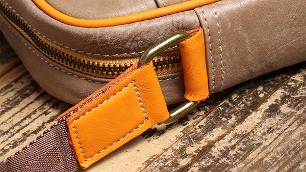 DEEPKEE original nubuck handmade full-grain genuine leather cowhide bag The Two Tone Satchel Bag #1775