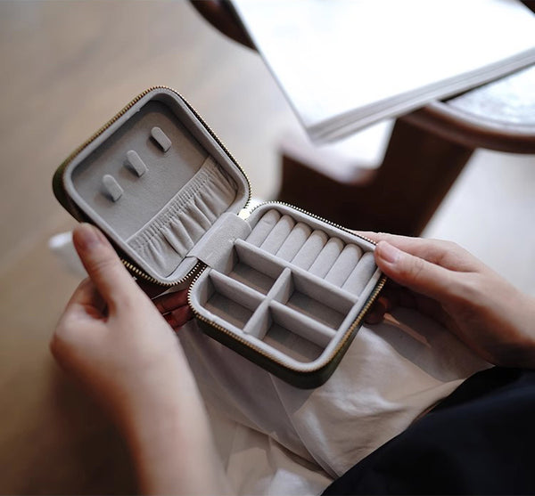 DEEPKEE original nubuck handmade full-grain genuine leather cowhide bag Refined Mini Jewelry Box #D11796