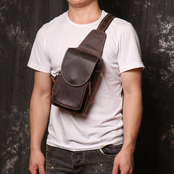 DEEPKEE original nubuck handmade full-grain genuine leather cowhide bag Bobby Leather Crossbody Bag No.J071