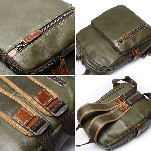 DEEPKEE original nubuck handmade full-grain genuine leather cowhide bag The Cowhide Travel Backpack #1788