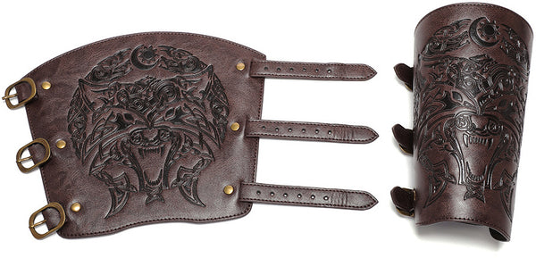 DEEPKEE original nubuck handmade full-grain genuine leather cowhide bag DEEPKEE Scandinavian Viking Style Embossed Armband FAS052