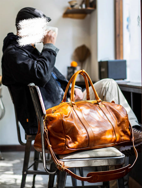 DEEPKEE original nubuck handmade full-grain genuine leather cowhide bag Weekender Bag LB6759