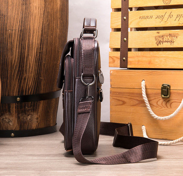 DEEPKEE original nubuck handmade full-grain genuine leather cowhide bag Deepkee Handcraft Cowhide Crossbody Side Bag #6037