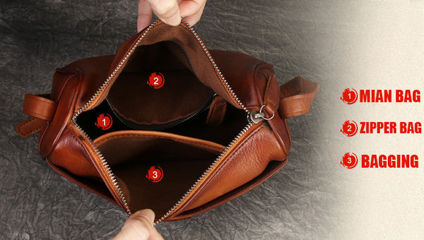 DEEPKEE original nubuck handmade full-grain genuine leather cowhide bag Unisex Leather Boston Bag No.9096