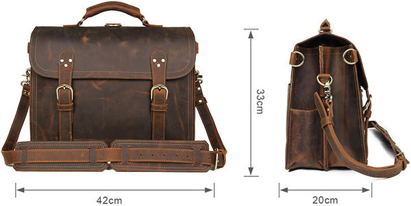 DEEPKEE original nubuck handmade full-grain genuine leather cowhide bag WILD CRAZY HORSE COWHIDE LEATHER BRIEFCASE #7370R