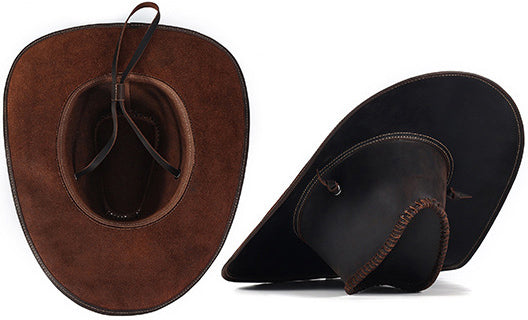 DEEPKEE original nubuck handmade full-grain genuine leather cowhide bag DEEPKEE shop brown leather hat 3040