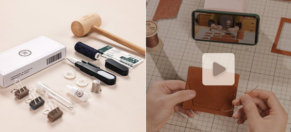 DEEPKEE original nubuck handmade full-grain genuine leather cowhide bag DIY Leather Wallet - Handmade Material Kit No.DC005