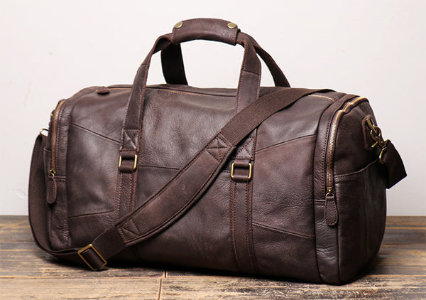 DEEPKEE original nubuck handmade full-grain genuine leather cowhide bag DEEPKEE LEATHER | Patrick Frosted Texture Luggage Bag No.1219-1