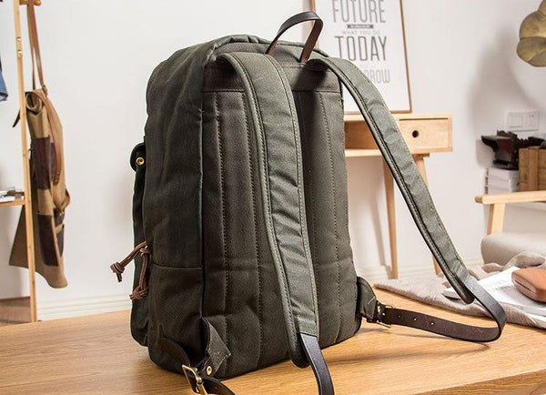 DEEPKEE original nubuck handmade full-grain genuine leather cowhide bag Outdoor canvas mountaineering backpack #5035