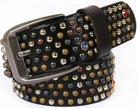 DEEPKEE original nubuck handmade full-grain genuine leather cowhide bag Small mushroom shaped glass nail rivet strip belt #211227