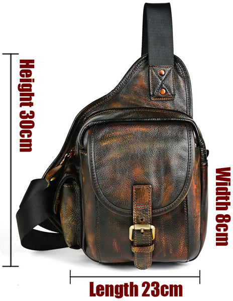 DEEPKEE original nubuck handmade full-grain genuine leather cowhide bag Handiwork Side Belt Bag No.SF903