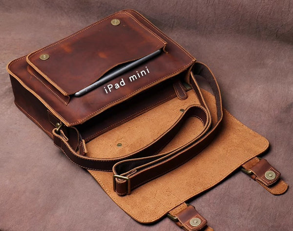 DEEPKEE original nubuck handmade full-grain genuine leather cowhide bag DEEPKEE LEATHER | Patt Portable Messenger Bag No.255