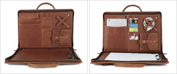 DEEPKEE original nubuck handmade full-grain genuine leather cowhide bag DEEPKEE genuine leather multifunctional briefcase 15.6 inch men's bag #2220