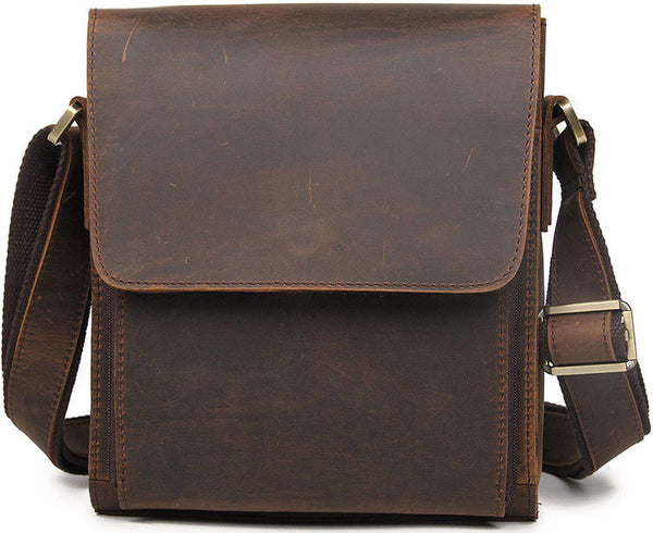 DEEPKEE original nubuck handmade full-grain genuine leather cowhide bag Crazy Horse Leather Crossbody Pack Messenger Bag #7055B