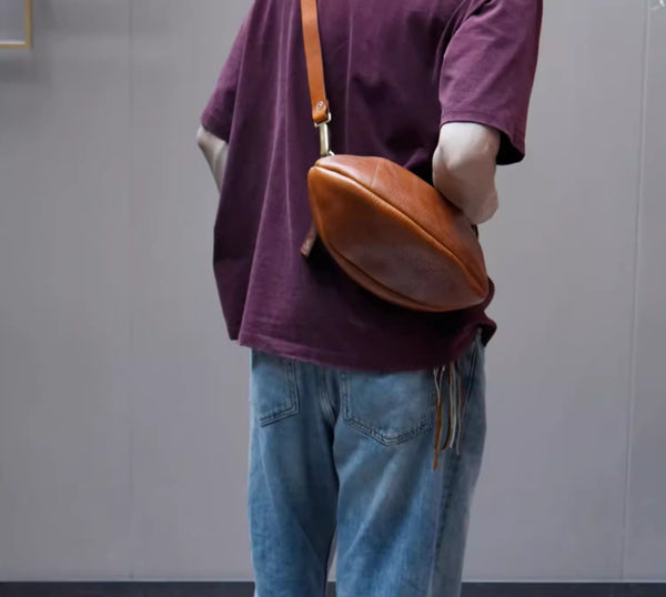 DEEPKEE original nubuck handmade full-grain genuine leather cowhide bag Fashionable Handmade Leather Chest Bag Sling Bag Sling Pack #604272