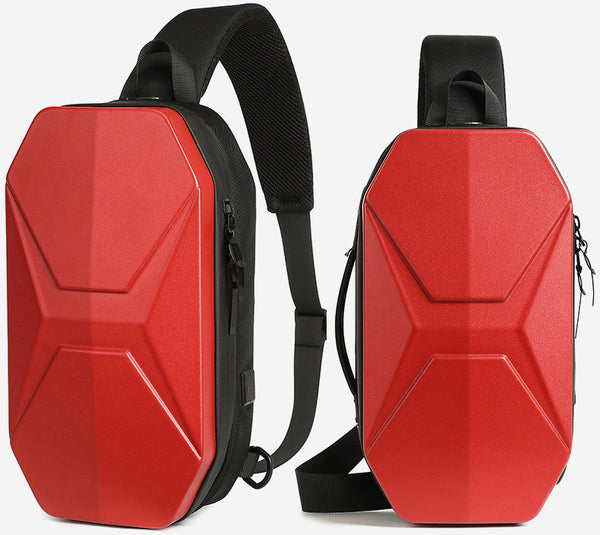 DEEPKEE original nubuck handmade full-grain genuine leather cowhide bag Sling Bag Hard Shell Crossbody Bag Waterproof Short Trip USB Charging Port Teenage 10L No.9509