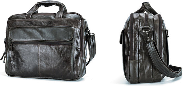 DEEPKEE original nubuck handmade full-grain genuine leather cowhide bag Deepkee Handicraft Leather Cowhide 15.6'' Briefcase Handbag #9912