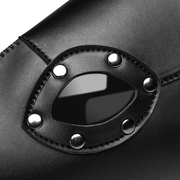 DEEPKEE original nubuck handmade full-grain genuine leather cowhide bag Gothic Cosplay Punk pointed Bird Beak Leather Face Mask #FPBM014