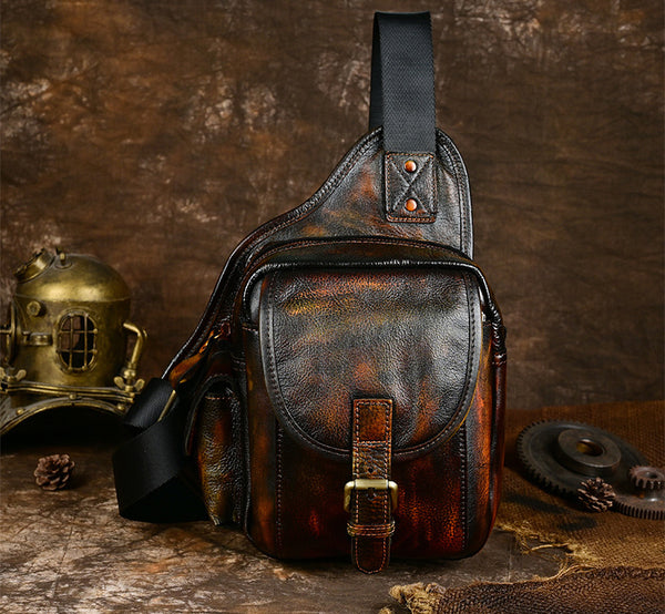 DEEPKEE original nubuck handmade full-grain genuine leather cowhide bag Handiwork Side Belt Bag No.SF903