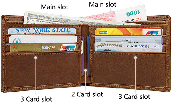 DEEPKEE original nubuck handmade full-grain genuine leather cowhide bag Best Brown Bifold Leather Mens Wallet Slim Wallet Driver's License Wallet for Men 8029