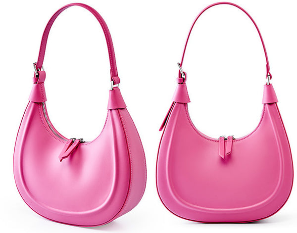 DEEPKEE original nubuck handmade full-grain genuine leather cowhide bag Women's Pink Red Shoulder Bags #2232