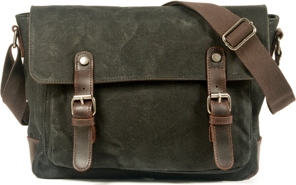 DEEPKEE original nubuck handmade full-grain genuine leather cowhide bag Handmade Leather Canvas Courier Bag# 6027