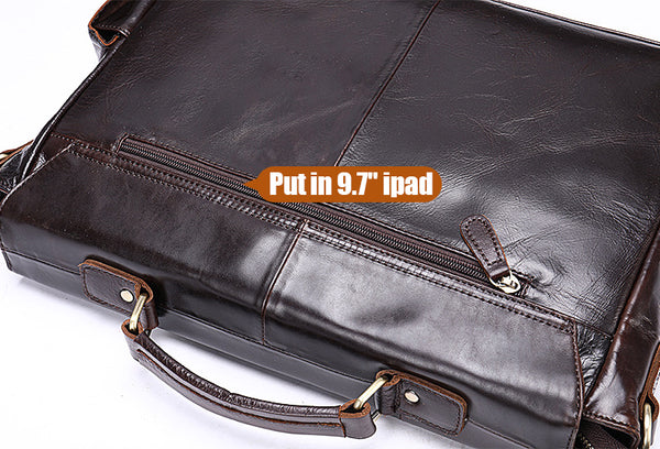 DEEPKEE original nubuck handmade full-grain genuine leather cowhide bag DEEPKEE® HANDMADE LEATHER BRIEFCASE #8942