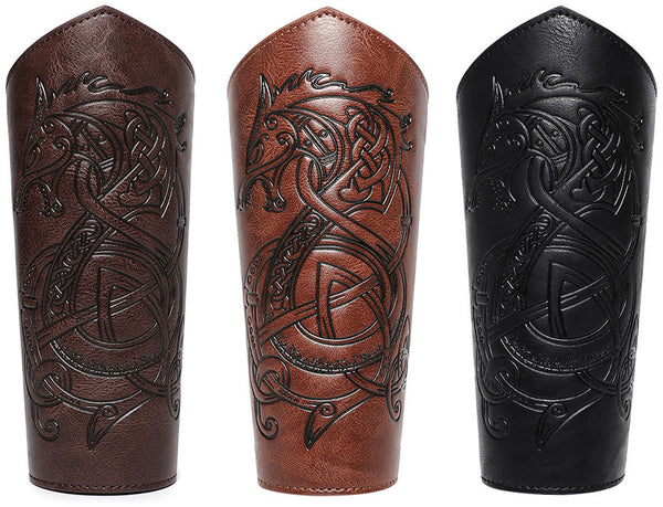 DEEPKEE original nubuck handmade full-grain genuine leather cowhide bag DEEPKEE Embossed Wristguard Knight's Wristguard Armband  FAS051