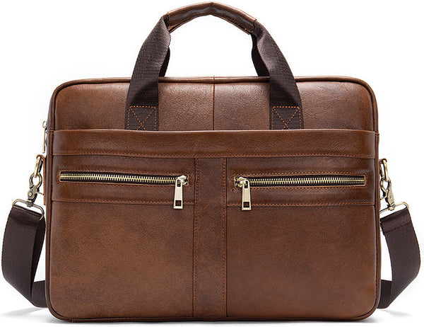 DEEPKEE original nubuck handmade full-grain genuine leather cowhide bag DEEPKEE LEATHER | 14 inch business briefcase No.2019A&2099