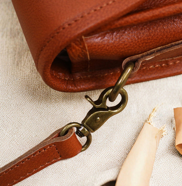 DEEPKEE original nubuck handmade full-grain genuine leather cowhide bag Vegetable Tanned Leather Crossbody Saddle Bag #1120