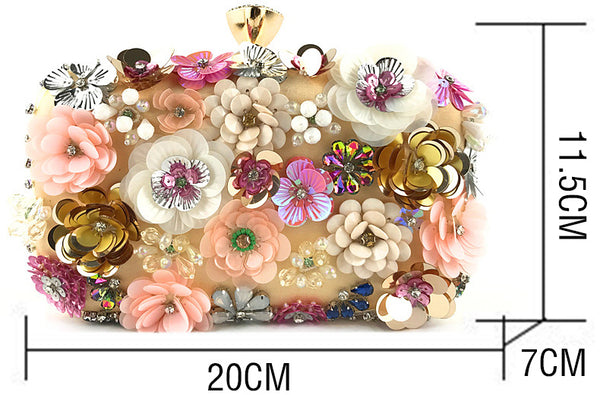 DEEPKEE original nubuck handmade full-grain genuine leather cowhide bag The Handmade Flower Beaded Clutch Bag #OC3815