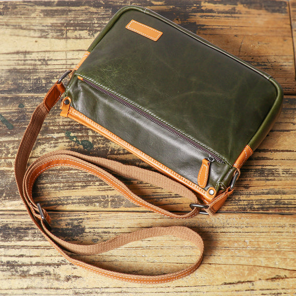 DEEPKEE original nubuck handmade full-grain genuine leather cowhide bag The Break Messenger Bag #1899