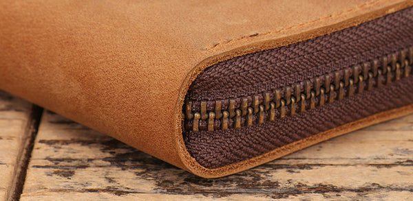 DEEPKEE original nubuck handmade full-grain genuine leather cowhide bag DEEPKEEE HANDMADE Mouth Organ Wallet/Card Holder No.J005