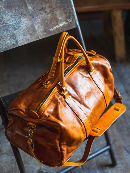 DEEPKEE original nubuck handmade full-grain genuine leather cowhide bag Weekender Bag LB6759