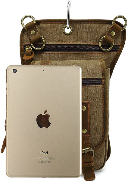 DEEPKEE original nubuck handmade full-grain genuine leather cowhide bag Outdoor Cycling Leg Bag #6001