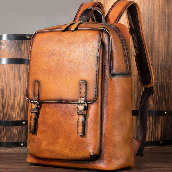 DEEPKEE original nubuck handmade full-grain genuine leather cowhide bag Jock Leather Loiter Backpack No2247