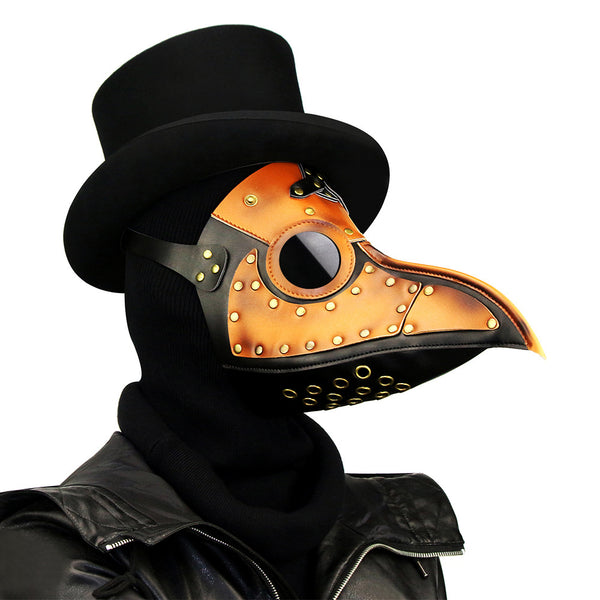 DEEPKEE original nubuck handmade full-grain genuine leather cowhide bag Steampunk Plague Doctor Bird Beak, Medieval Bubonic DR Costume Masquerade Masks # FHG090