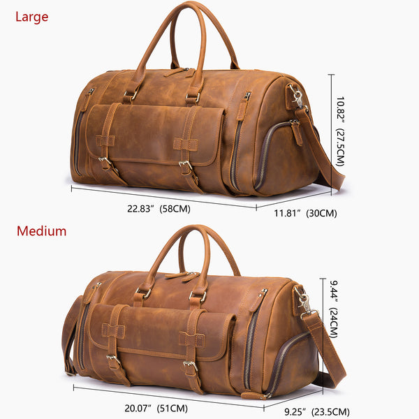 DEEPKEE original nubuck handmade full-grain genuine leather cowhide bag The Borsone Duffel Bag #1125