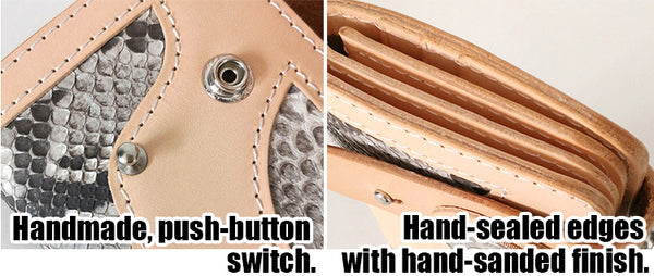 DEEPKEE original nubuck handmade full-grain genuine leather cowhide bag DEEPKEE Handmade Python Leather Bifold Wallet #59895