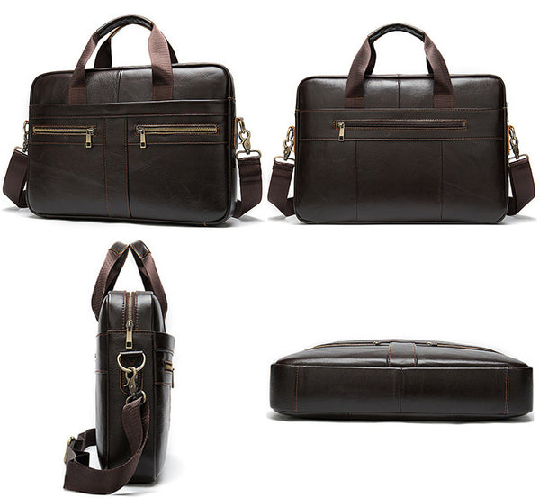 DEEPKEE original nubuck handmade full-grain genuine leather cowhide bag DEEPKEE LEATHER | 14 inch business briefcase No.2019A&2099