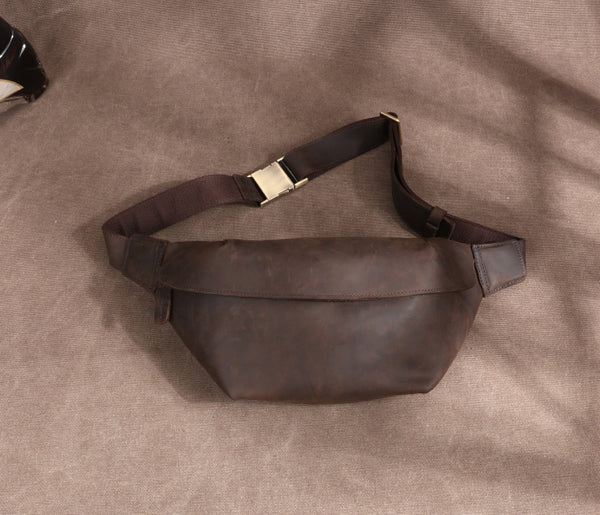 DEEPKEE original nubuck handmade full-grain genuine leather cowhide bag Leather Fanny Packs Waist Bag #2021