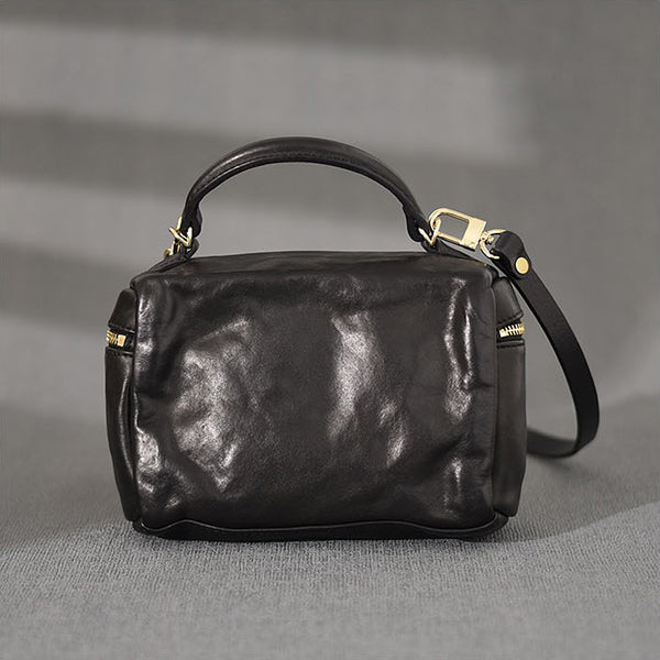 DEEPKEE original nubuck handmade full-grain genuine leather cowhide bag DEEPKEE Vegetable Tanned Cowhide Niche Premium Hand Small Square Bag #231006