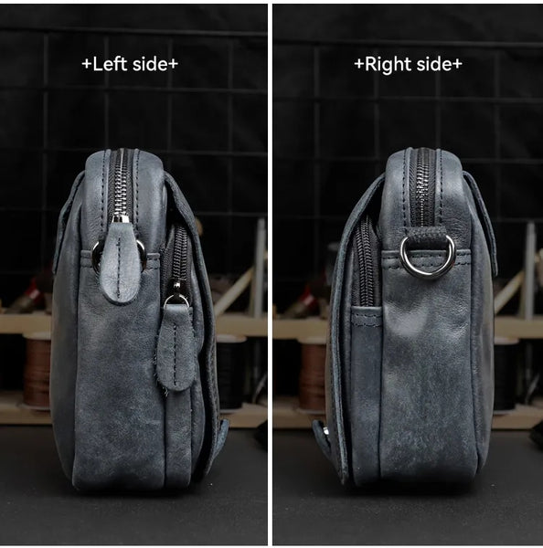 DEEPKEE original nubuck handmade full-grain genuine leather cowhide bag 2 in 1 Shoulder Bag,Genuine Leather Crossbody Waist Belt Bag No.8133