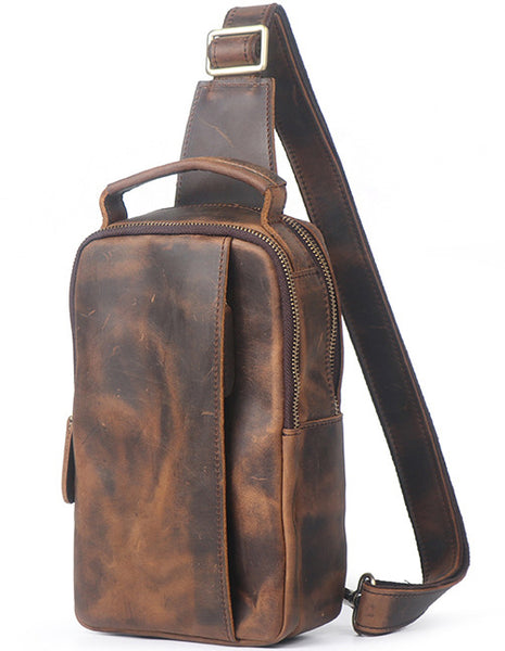 DEEPKEE original nubuck handmade full-grain genuine leather cowhide bag Scottsdale Sling Bag No.J075