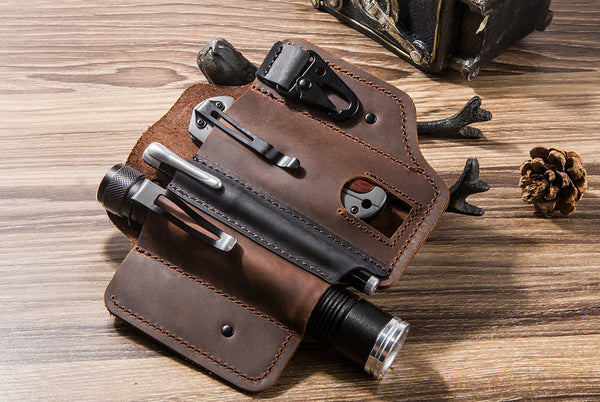 DEEPKEE original nubuck handmade full-grain genuine leather cowhide bag Outdoor Equipment EDC Tactical Tool Holster #C71