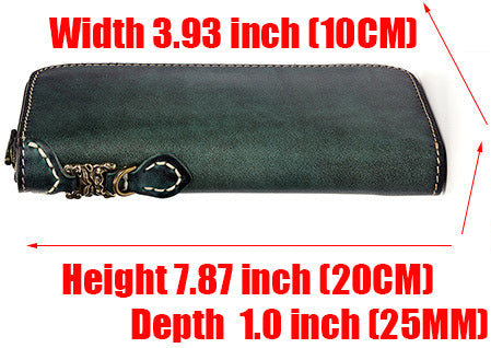 DEEPKEE original nubuck handmade full-grain genuine leather cowhide bag Deepkee Handcrafted Cowhide Long Zipper Wallet #20624