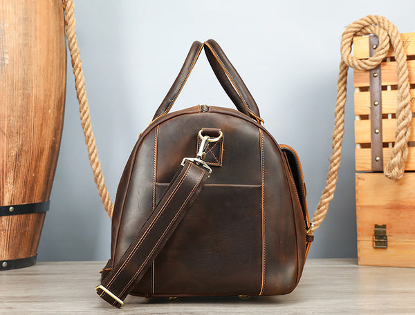DEEPKEE original nubuck handmade full-grain genuine leather cowhide bag The Borsone Duffel Bag #1125