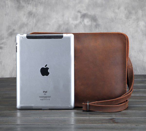 DEEPKEE original nubuck handmade full-grain genuine leather cowhide bag Classy Leather Mens Work Wirstlet Cluch Messenger Bag For Men #100072