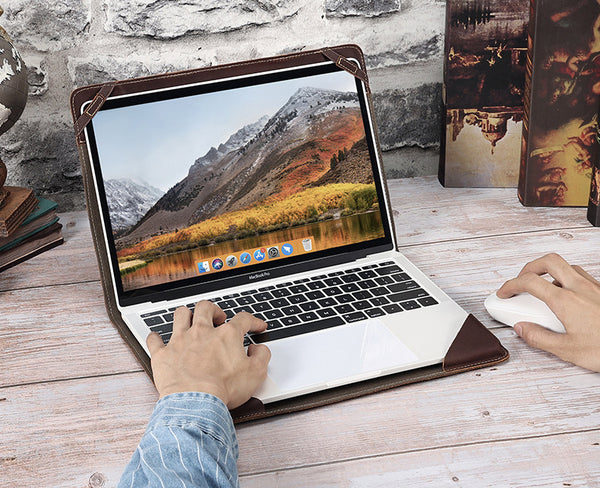 DEEPKEE original nubuck handmade full-grain genuine leather cowhide bag Suitable for 13.3-inch MacBookPro/Air Leather Vintage Laptop Protective Case #2117