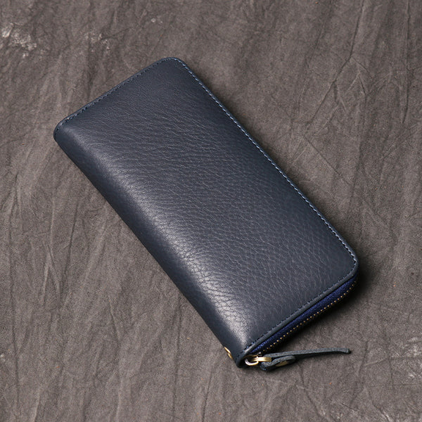 DEEPKEE original nubuck handmade full-grain genuine leather cowhide bag DEEPKEEE HANDMADE | Oily Leather Rectangular Zipper Wallet No.J027